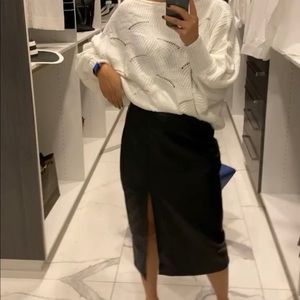 TopShop Faux Leather Long Skirt With Slit